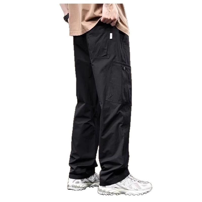 Men's summer thin quick-drying ice silk pants, new loose straight casual tooling trousers