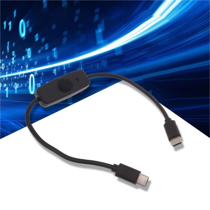 Male to Male USB Type C USB C Cable with On Off Power Switches Button for Cellphone Tablet 15W Fast Charging