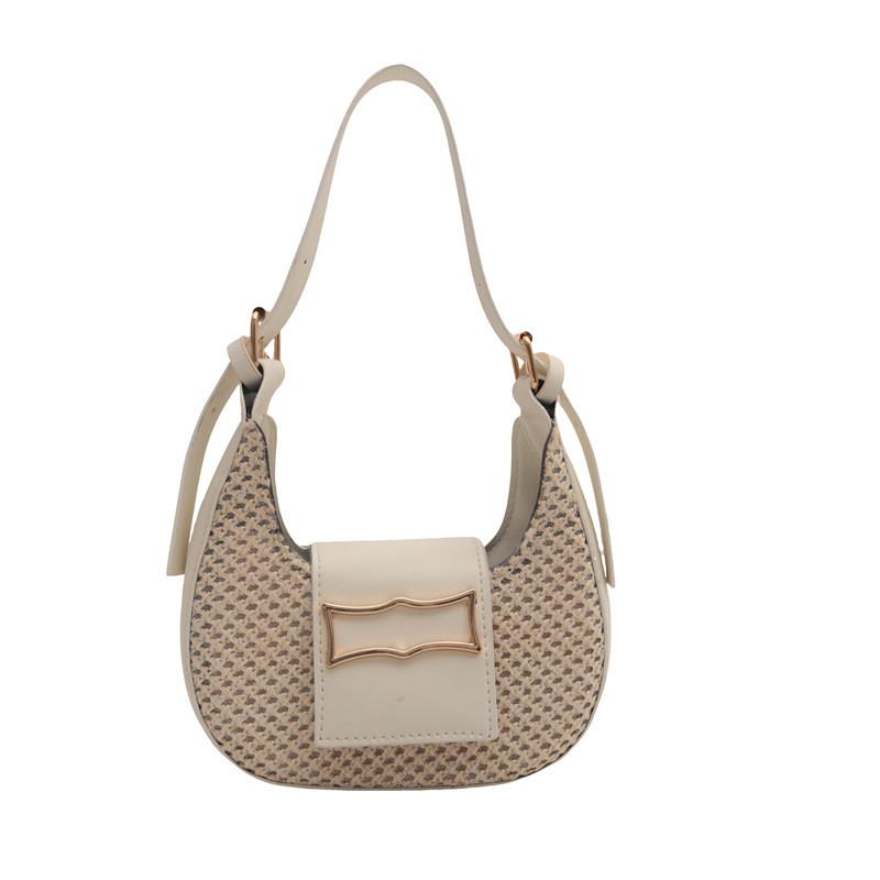 Stylish Woven Handbag For Women In Trendy Colors Perfect For Autumn Winter Fashion White