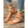 Solid Bling Pu Modern Sandals Buckle Strap Adult Female Shoes On Sale 2024 Fashion Low Heel Flat with Fashion Women's Sandals