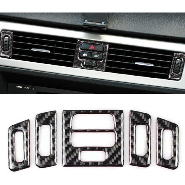 Thor-Ind Carbon Fiber Central Air Conditioning Vent Outlet Cover Trim Frame for BMW Old 3 Series E90 E92 E93 2005-2012 Car Interior Decor Decal