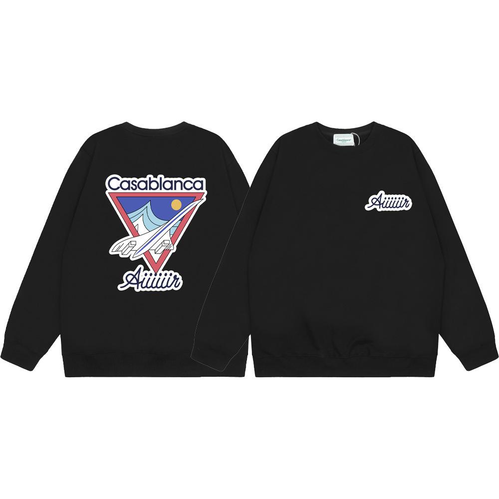 Grenzüberschreitende trendige Marke Casablanca Casablanca Buchstabe gemaltes Print 380g Herren- und Damen- Rundhals-Pullover