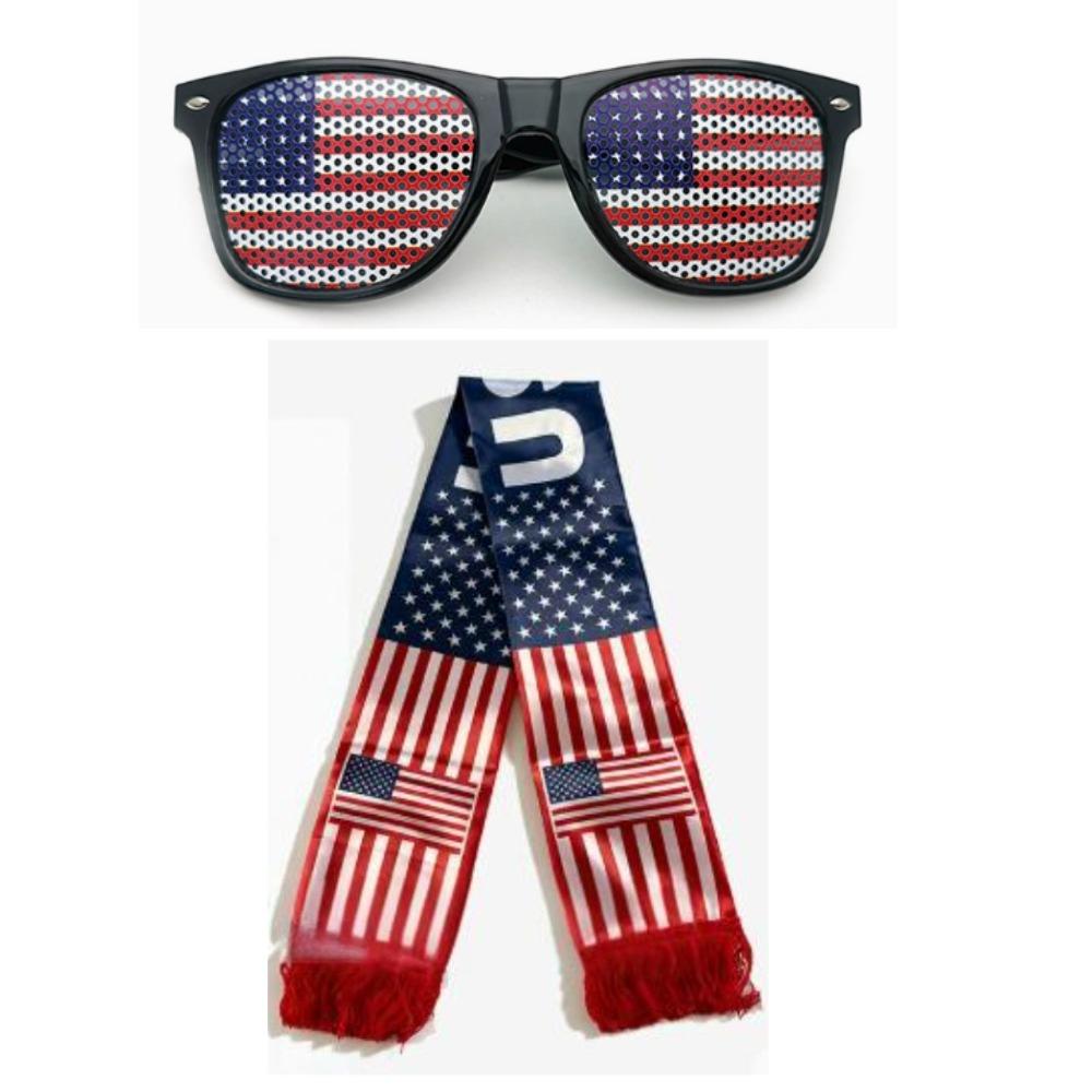 2026 USA Fan Kit Patriotic Supporter Set for Game Day Headband Sunglasses Watch Parties National Celebrations