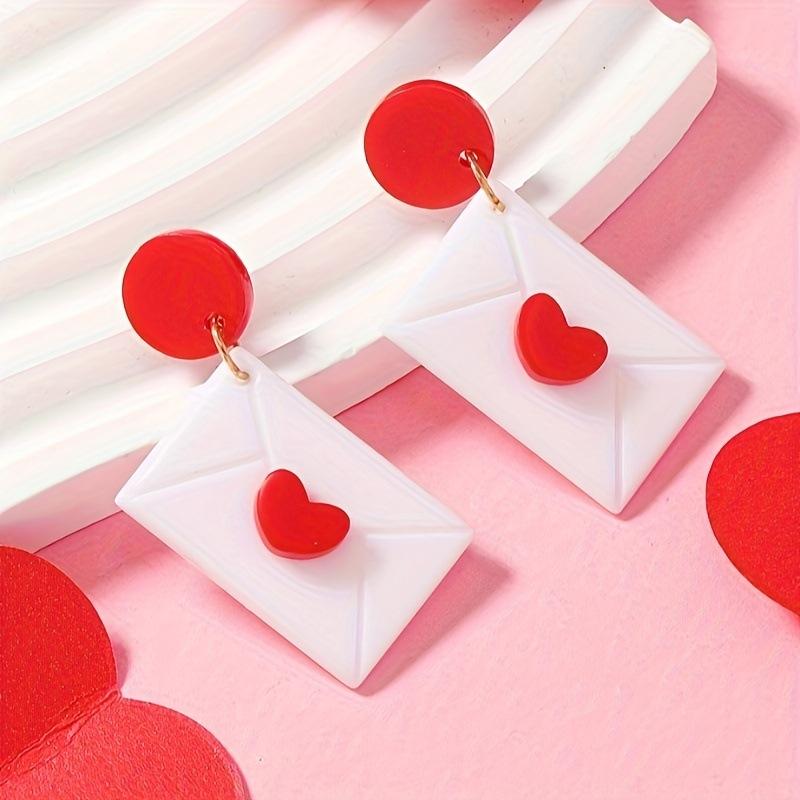 

Stylish and simple personality niche design envelope love earrings acrylic jewelry accessories earrings women