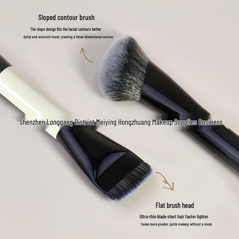 Dual-Ended Foundation and Contour Brush: Multi-Functional Professional Makeup Tool for Blush, Powder, and Contouring.