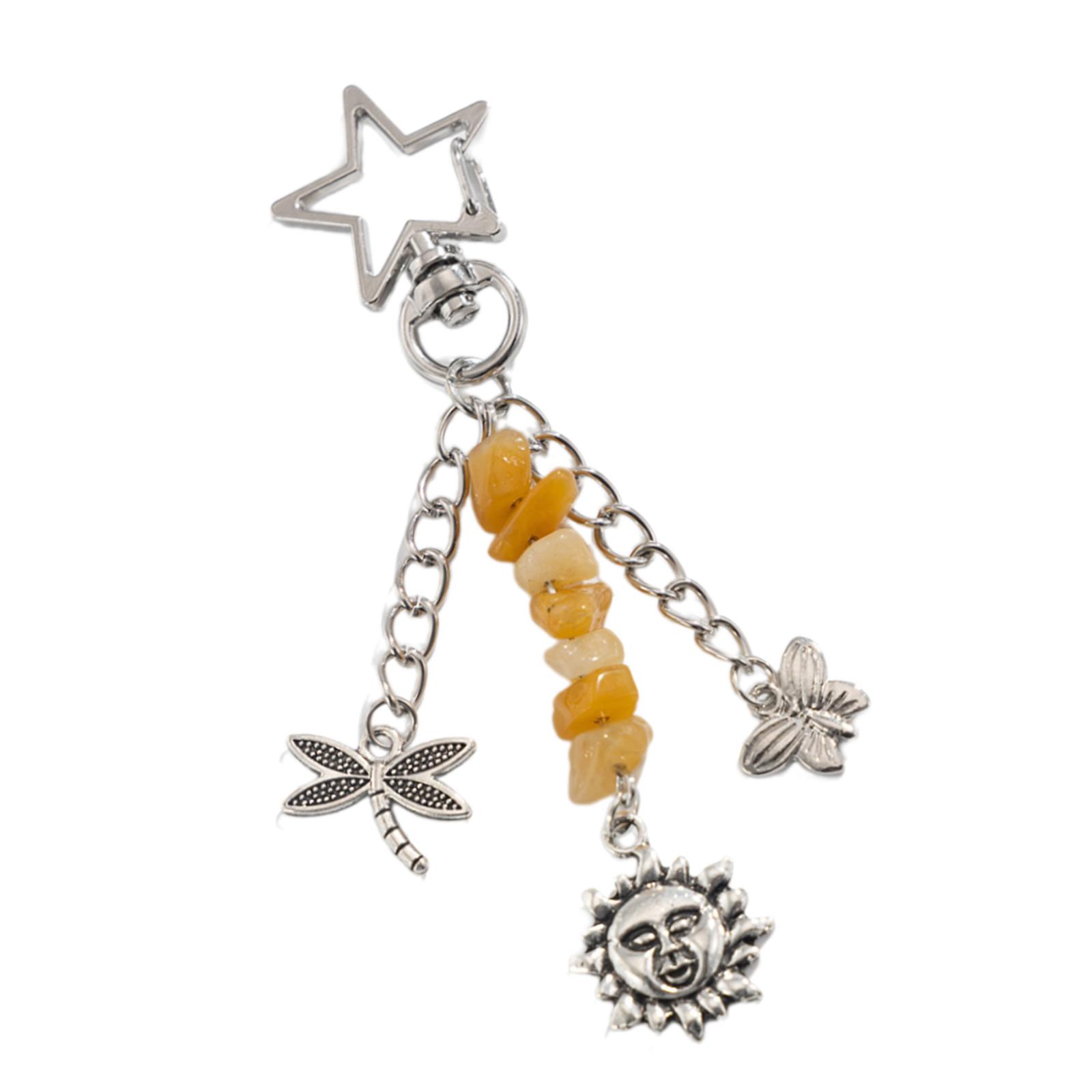 

Fashionable Keyring with Star Buckle Designs Daily Use Keychain Women Key Jewelry Charm Hanging Ornament for Daily Party C