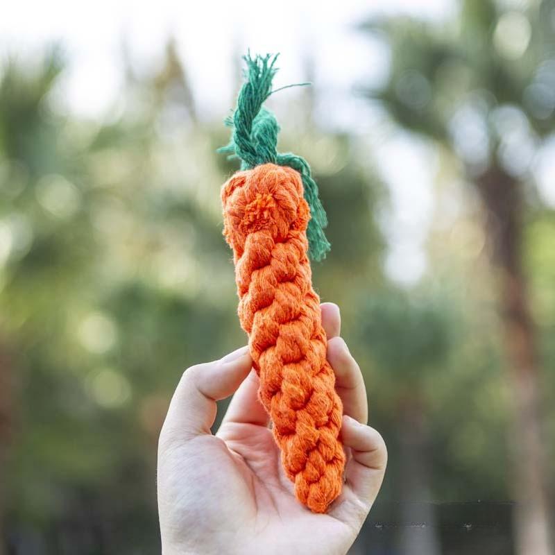 Carrot Shaped Cotton Rope Dog Toy Durable Woven Chew Knot for Teething Pet Supplies 22cm50 g