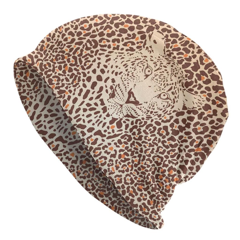 Leopard Fur Ethnic Tribal Geometric OrnaUnisexts Skullies Beanies Caps Winter Knit Hat Adult Animal Leather Texture Bonnet Hats
