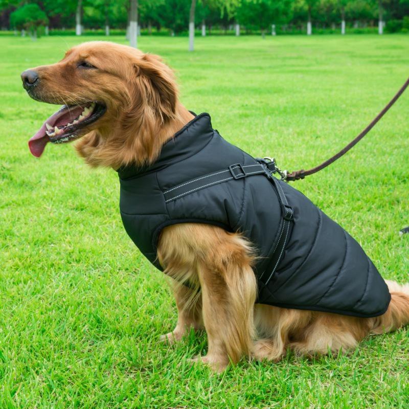 Cheap Large Pet Dog Jacket With Harness Winter Warm Dog Clothes For