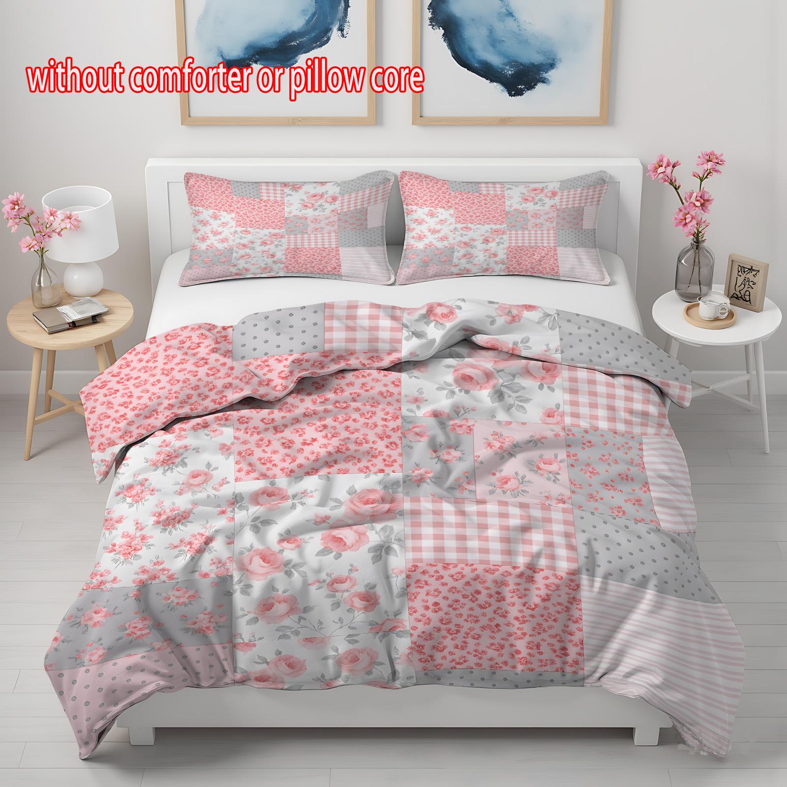 

Small Floral Splicing Three-Piece 3D Digital Printing Quilt Set cover 90 * 200 + and 50 * 75 * 1