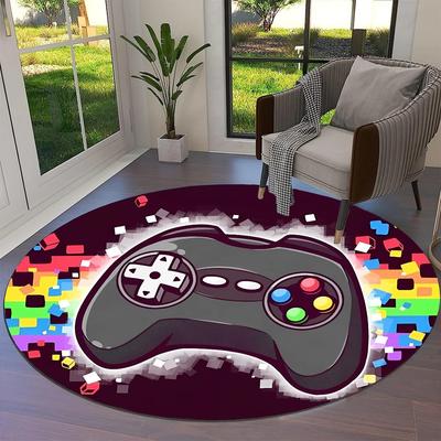 Gioco Gamer Gamepad Cartone Animato Tappeto Rotondo Tappeto per Soggiorno Camera da Letto Sala Giochi per Bambini Decorazione Sedia, Tappeto per Area Animali Domestici Tappetino Antiscivolo per Pavimento