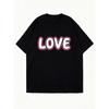 Women's Short-Sleeve T-Shirt with Pink Border 3D "LOVE" Letter Print
