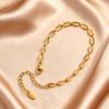 18K Gold Plated Hollow Oval Link Chain Stainless Steel Bracelets for Women, Minimalist Waterproof Elegant Jewelry Set Gifts