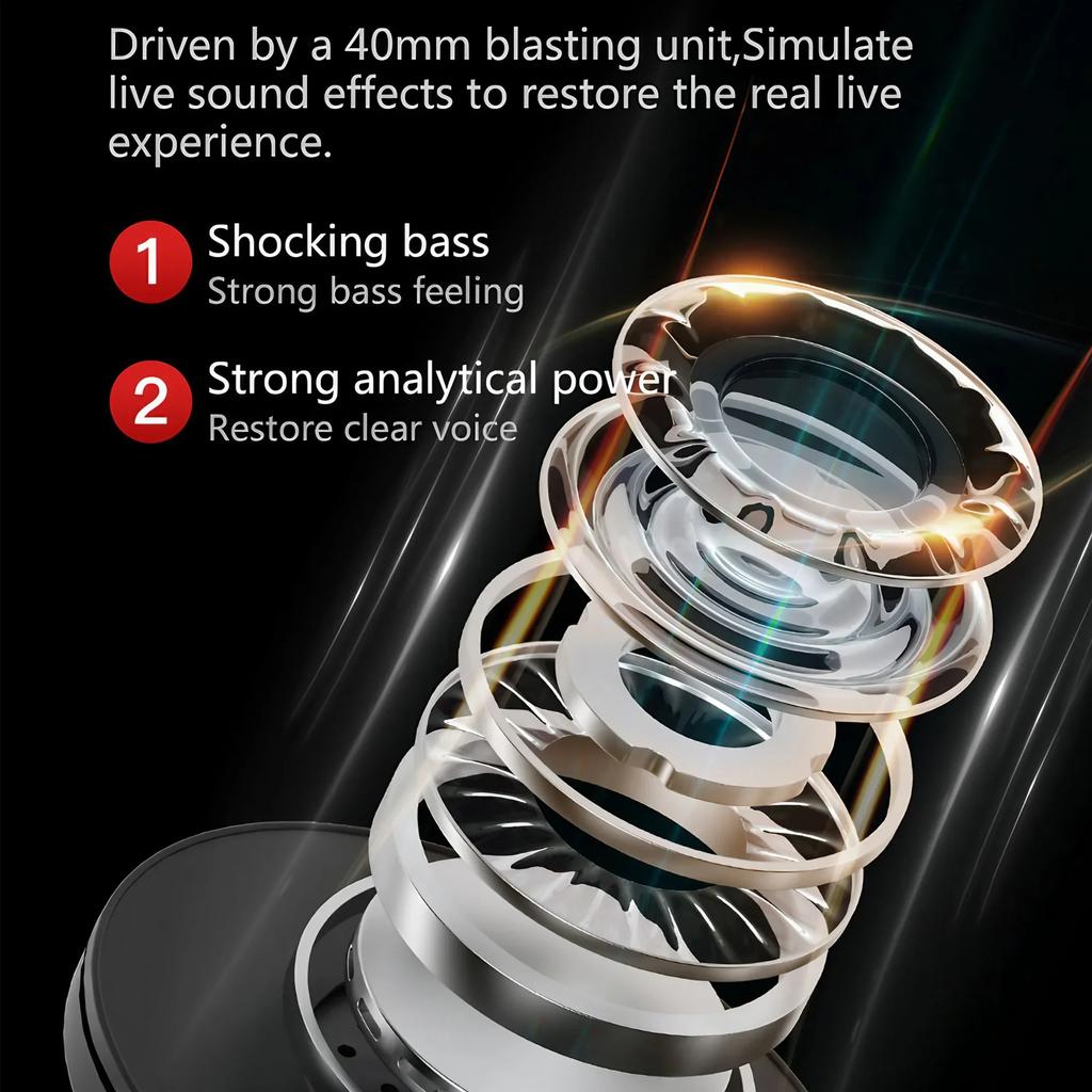 Wireless Bluetooth Headset Foldable Stereo Headphones with Bass Type C Charging Full Package Comfort Fit
