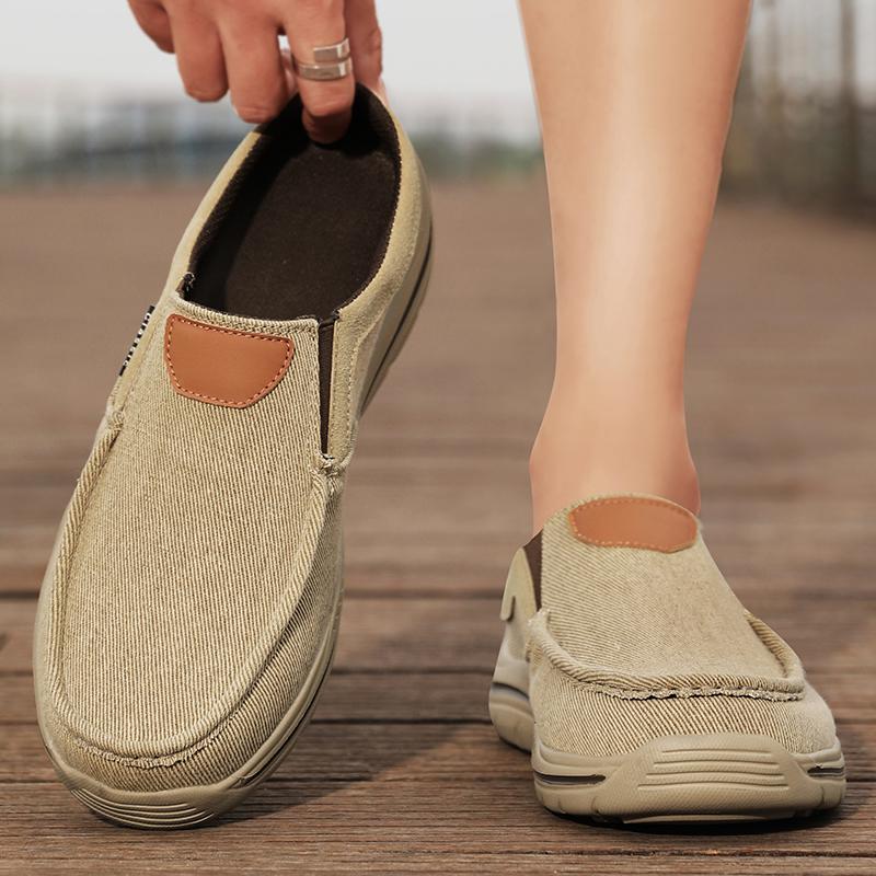 Summer Mens Casual Shoes Breathable Man Loafers Lightweight Canvas Shoes Comfortable Half Slippers Slip on Male Walking Sneakers