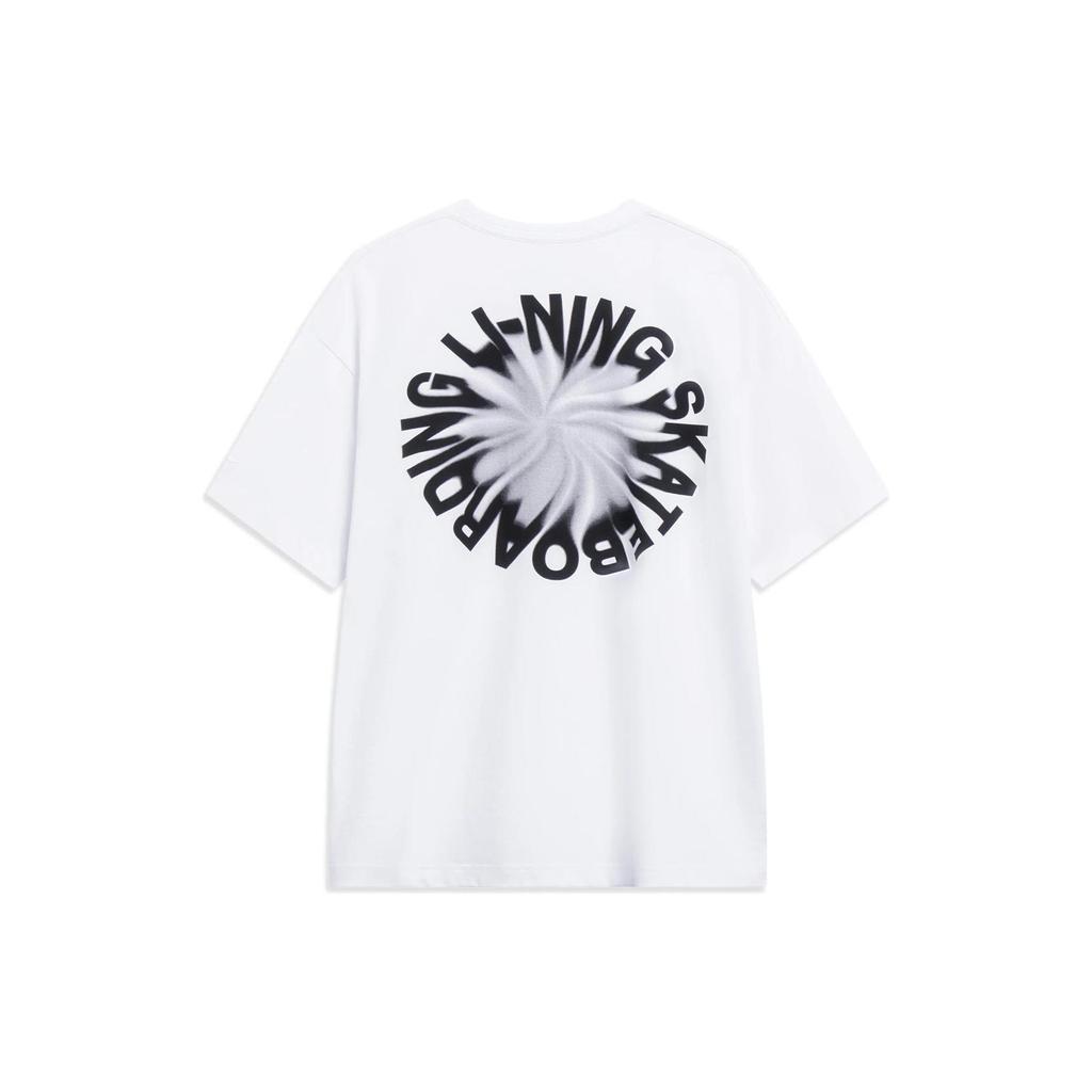 Li Ning T Shirts Unisex White Crew Neck Moderate Straight Fit AHST087-4
