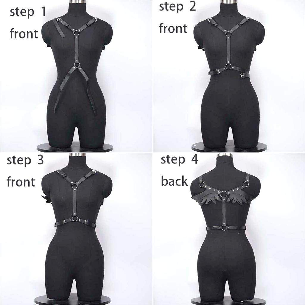 Fashion Body Chain Set: Leather belt paired with cage-style chest harness accessory, perfectly complements carnival outfits