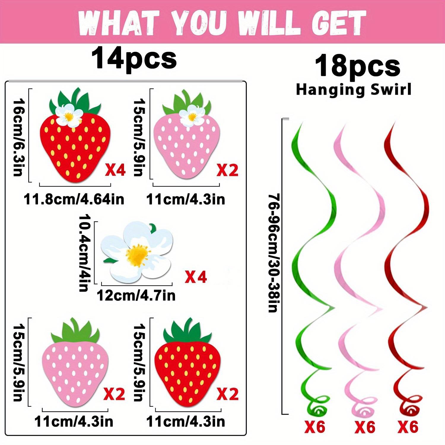 

32 шт. клубничных праздничных украшений клубничные подвесные вихревые баннеры на день рождения из фольги с завитками для потолка на тему дня рождения сувениры на вечеринку 32pcs