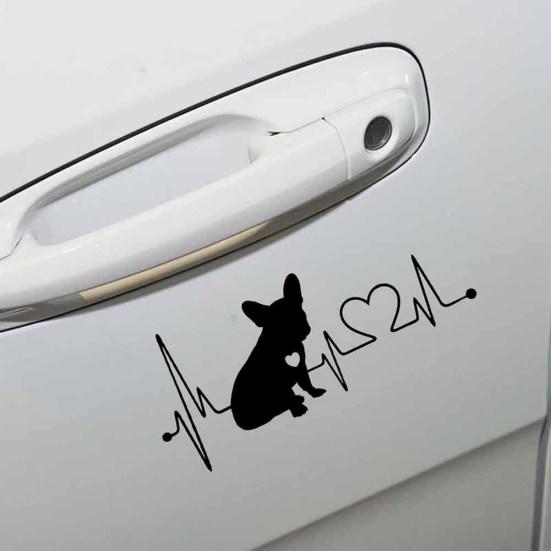 French Bulldog Heartbeat Car Bumper Window Sticker Reflective Decorative Decal