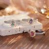 Natural Gemstone S925 Sterling Silver Ring Women'S Natural Aquamarine Ruby Tanzanite Color Treasure Open Ring Silver Jewelry