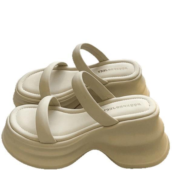 2025 Not Tired Foot Slippers Thick-soled New Trendy Word with Casual Slippers Fashionable Versatile Height Increase Women's Summer Wear