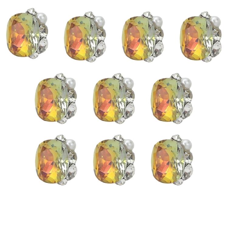 

10 Pcs Nail Art Rhinestones Heart Shape Nail Art Decorations Square Nail Charms