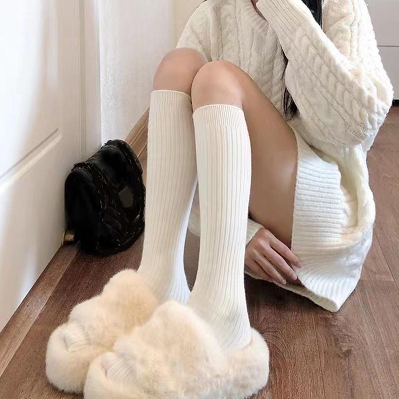 נשים קז'ואל סתיו חורף Harajuku לוליטה גרביים ארוכים סרוגים גרביים מוצקים מגף גרבי עגל