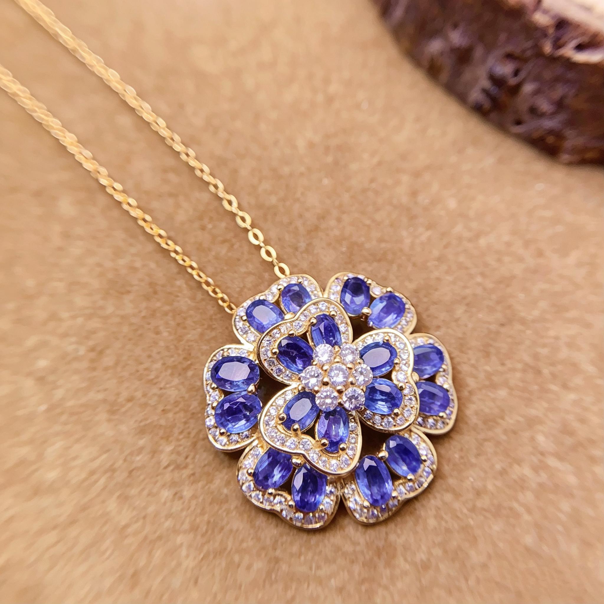 Art Deco Natural Gemstone Gold Plated 925 Sterling Silver Pendant Necklace for Women Engagement Wedding Anniversary