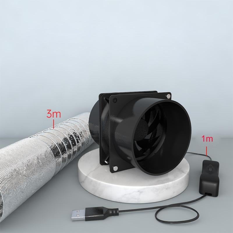 Compact and Portable Fume Extractor Fan with Duct Pipe and Ventilation Tubing for Kitchen and Bathroom Use - USB Powered