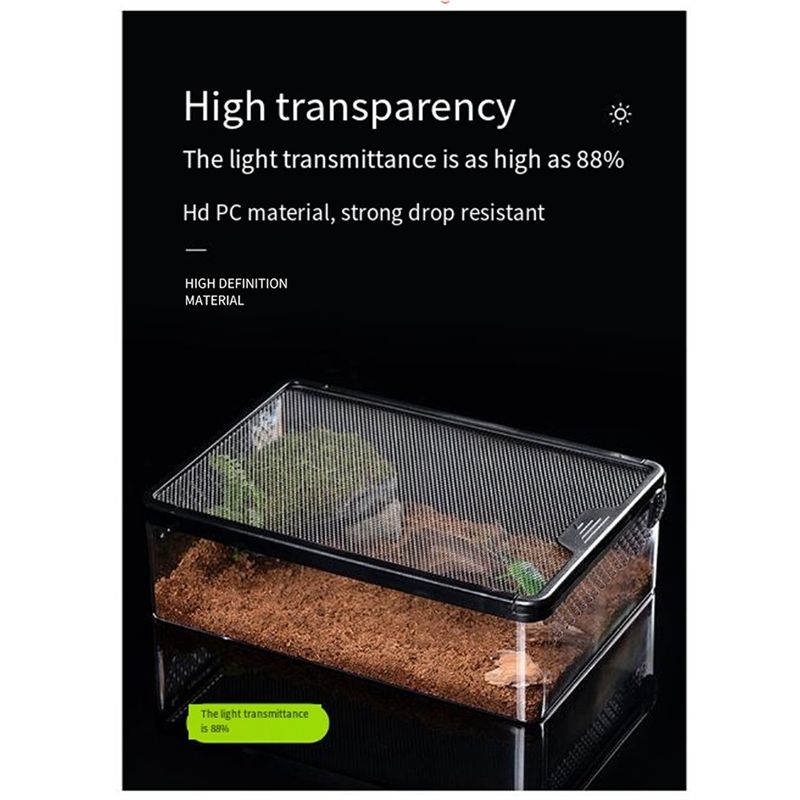 M-Modern-Transparent Reptile Feeding Box Amphibian Insect Reptile Breeding Box Ventilation Hatching Container Reptile Breedingbo