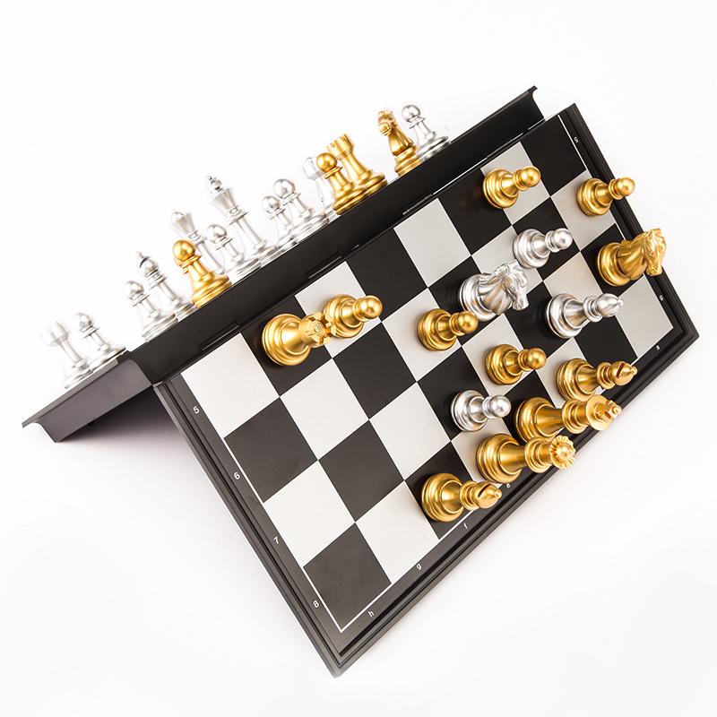 Magnetic Board Games Large Chess Set For Match Travel Go Game Set Portable Plastic Chess With Chessboard 32 Chess Pieces