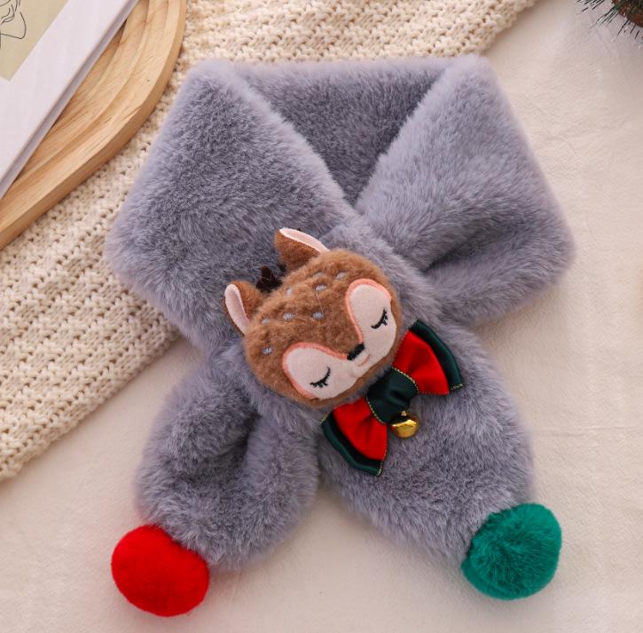 Kids' Christmas Cartoon Scarf: Warm Faux Rabbit Fur Neck Warmer – Cute Winter Gift for Baby & Toddler