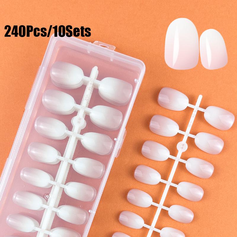 Gradient Nude Pink Square Almond Nails Set - 240 Pieces