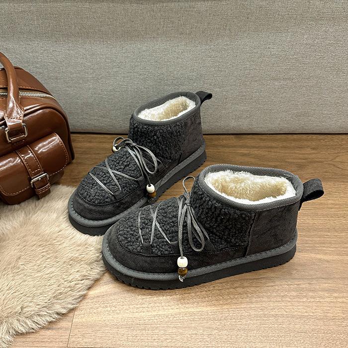 Thick-soled thickened snow boots for women's 2025 autumn new Northeast thick velvet warm foreign style versatile women's snow cotton shoes