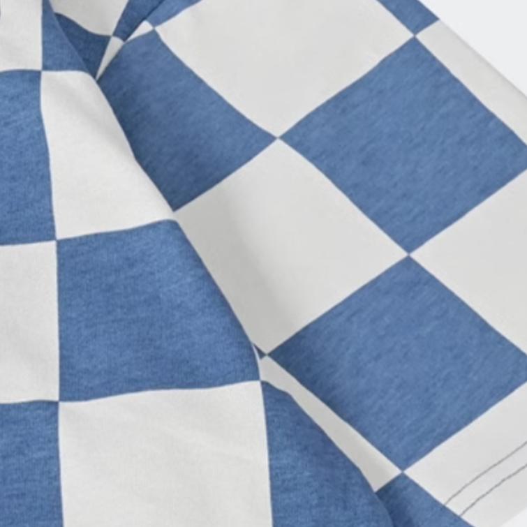 Vans Color Block Logo Comfortable Crew Neck Short Sleeve T-Shirt Men Tops Blue Checkered VN000GR8CSC