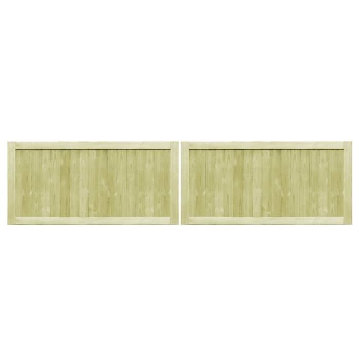 Portillons de jardin - 2 pcs - Bois de pin imprégné FSC - 300x75 cm - Résistant aux intempéries