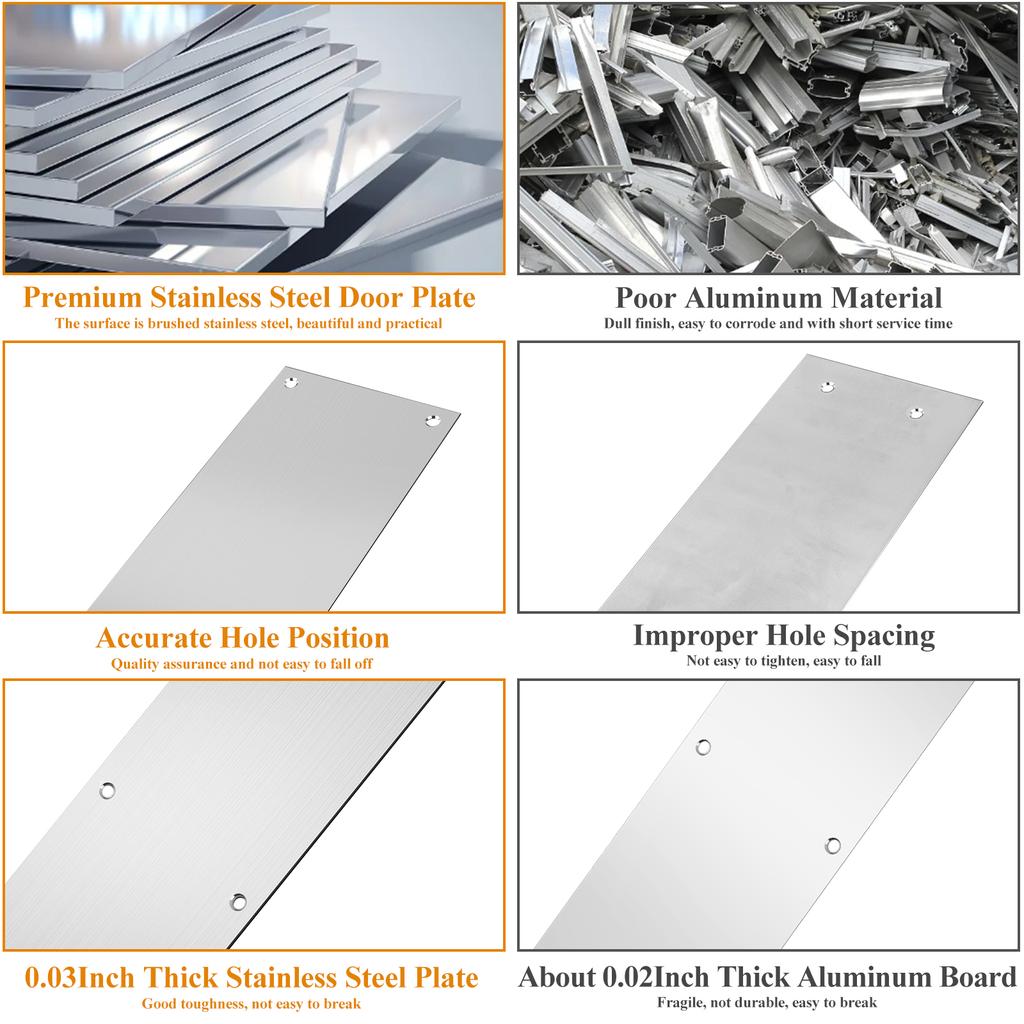 2 Pcs Push Door Plate 16X4 Stainless Steel Door Push Plate Door Kick Plate,Brushed Doorplate Door Proection Metal Plate
