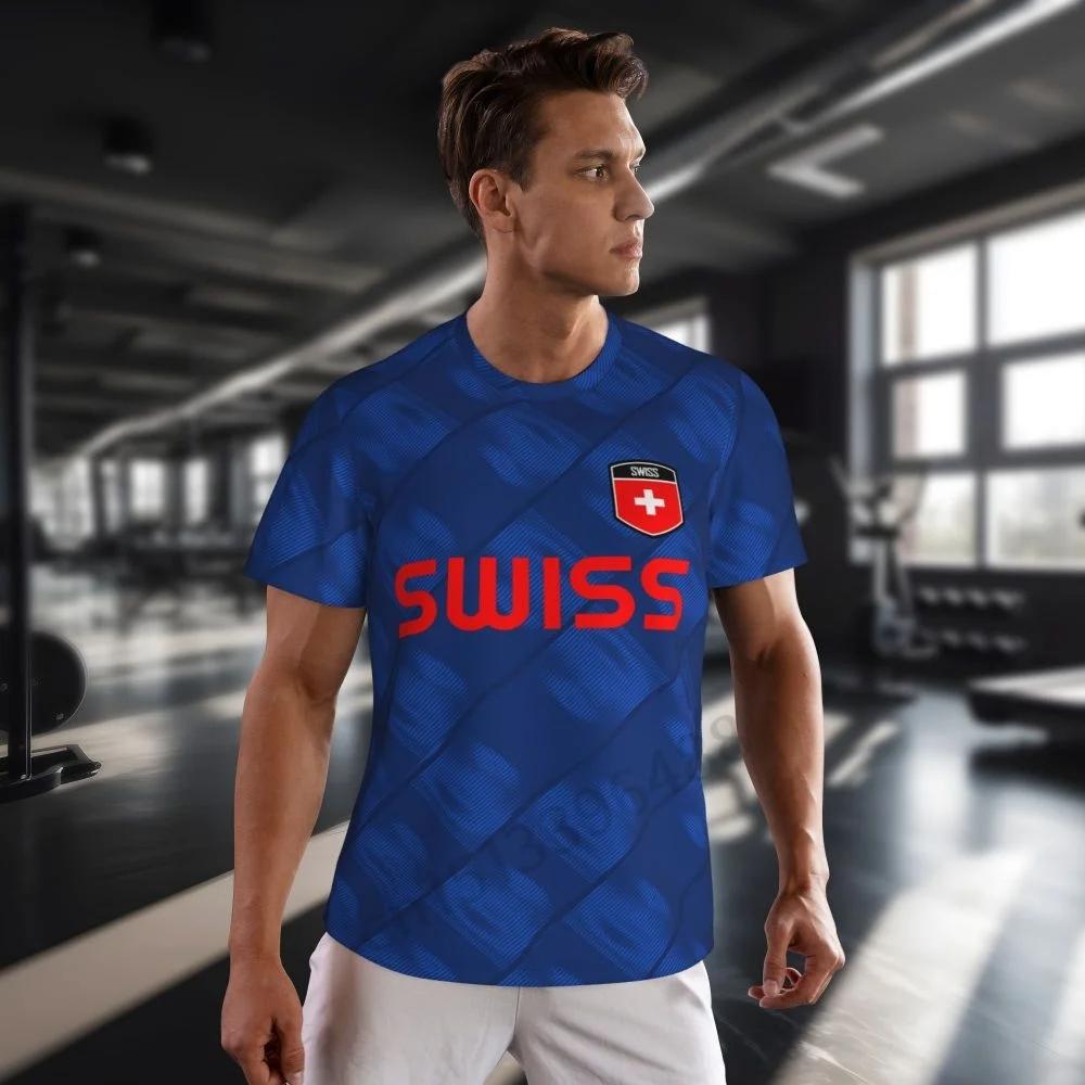 Swiss Switzerland SUISSE Soccer Football Tshirt Print 3D Flag National JERSEY CHEER Training Round Neck Unisex Men Women Sport Short Sleeve Uniform