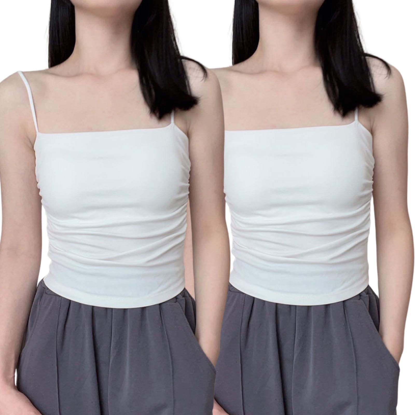 

YasYouRi Camisole Bra Set with Spaghetti Soft and Stretchy Tank Solid Feminine x 2-Piece Cups, Strap, Top, Moisture-Wicking, Quick-Drying, Color,