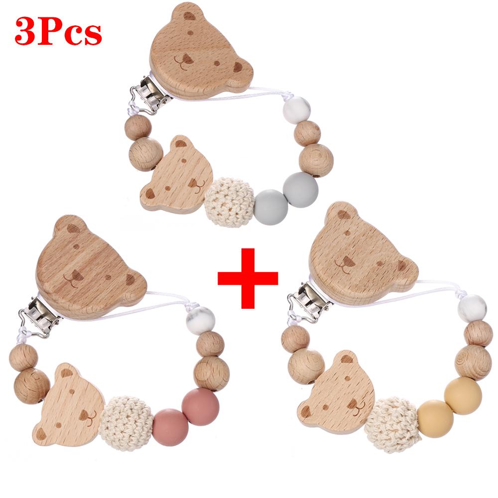 2Pcs New Chew Silicone Beads Pacifier Clips Dummy Chain Holder Newborn Soother Chains Nipple Holder Infant Teething Toys Gifts