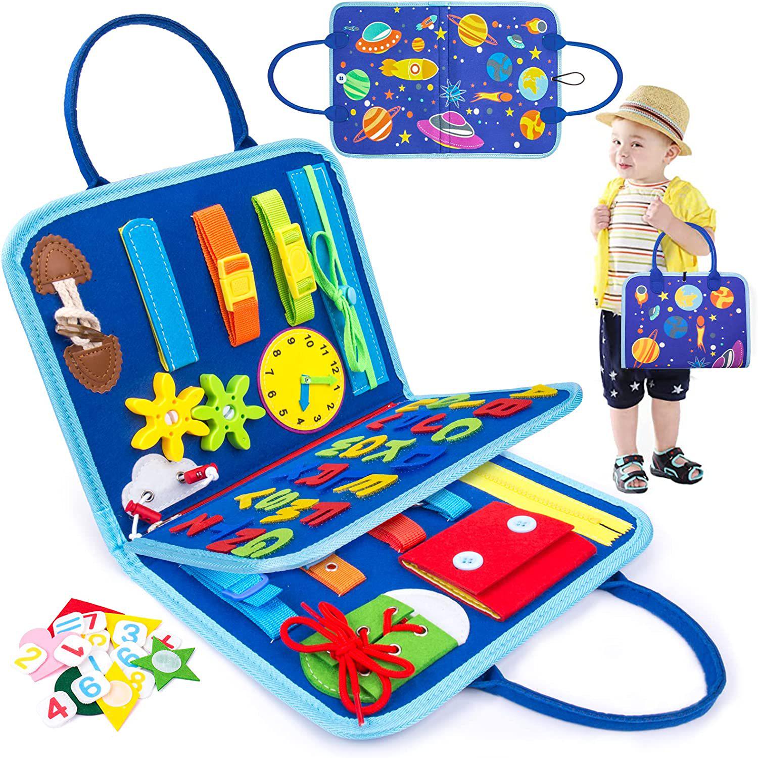 

Montessori Felt Busy Board: Early Education Puzzle & Learning Aid for Kids