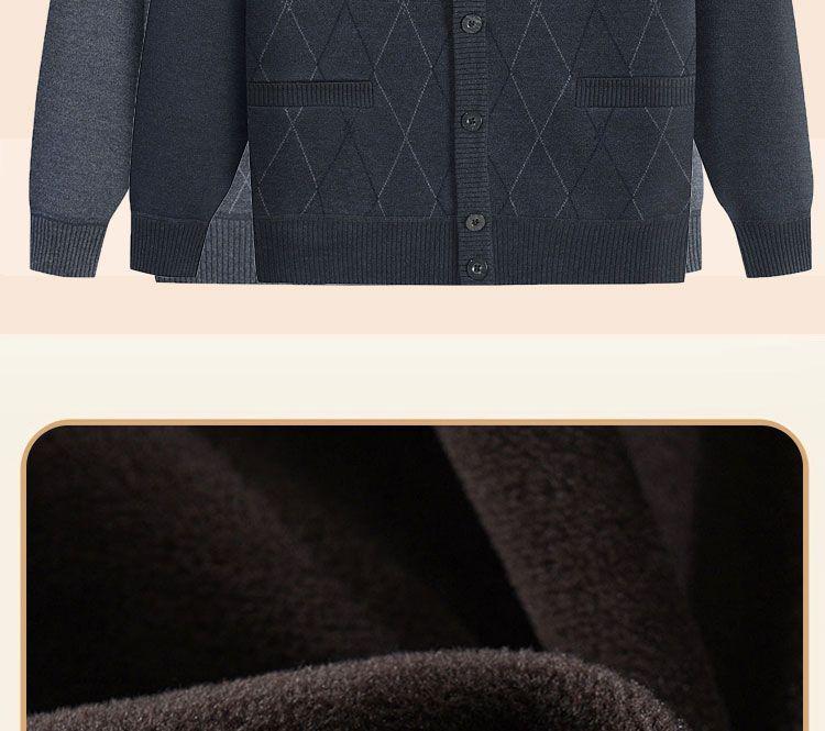 Men's Mid-Age & Elderly Knitted Cardigan: Warm, Thick Velvet Sweater Coat for Autumn/Winter