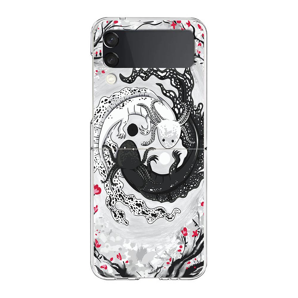 Koi Fish ZFlip5 ZFlip3 Phone Case For Samsung Z Flip 3 Transparent Hard Shell Z Flip 4 Galaxy Cover ZFlip 5G Folding Coque Funda