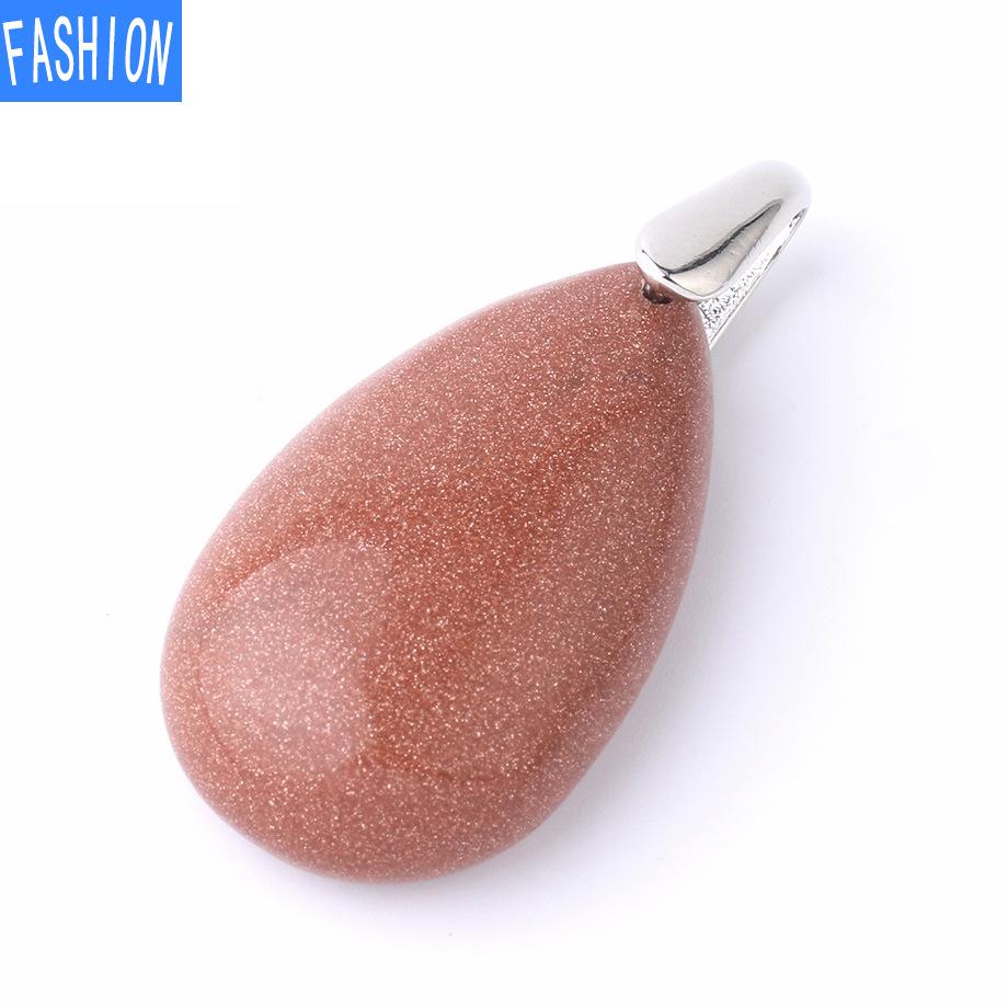 Popular Natural Stone Aura Crystal Teardrop Pendant