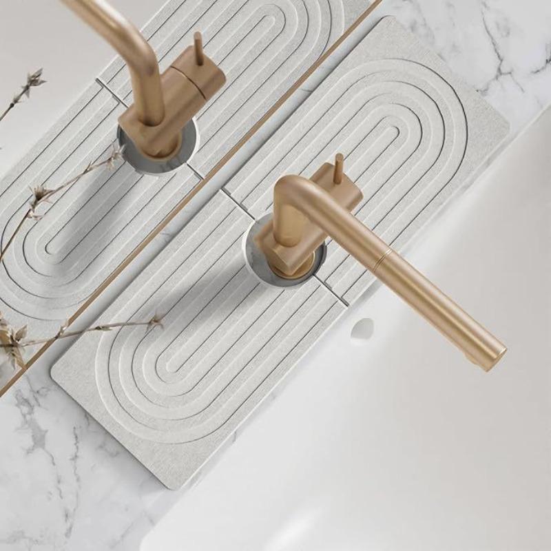 Diatomite Water Absorbent Fast-Drying Hard Mat for Kitchen Bathroom Sink Faucet Countertop