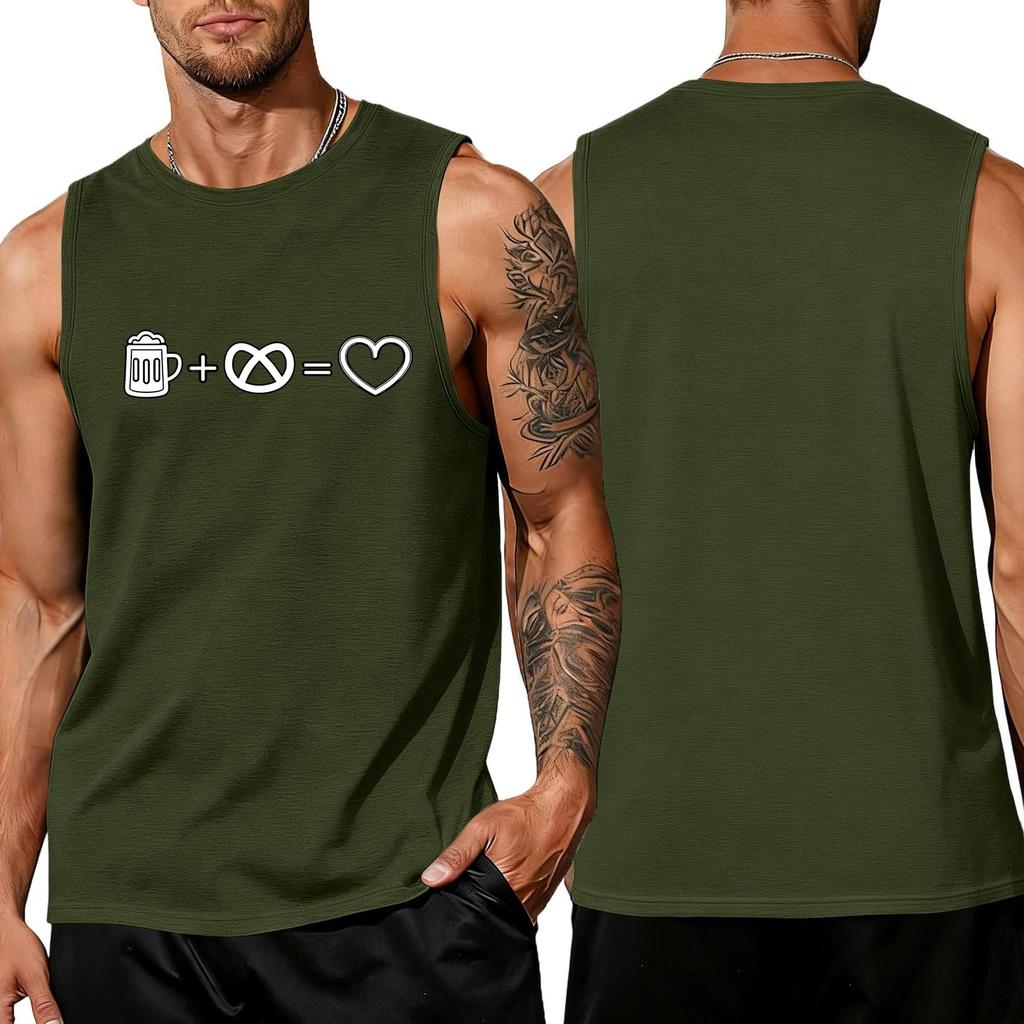 Men's Oktoberfest Printed Sleeveless Tank Top - Loose Fit Casual Summer Shirt for Beach and Daily Wear - Comfortable Relaxed , Perfect for Parties