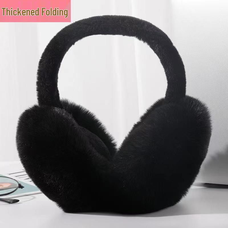 Cute Faux Rabbit Fur Foldable Ear Muffs for Women - Plush, Thickened, and Warm Earmuffs for Autumn and Winter.
