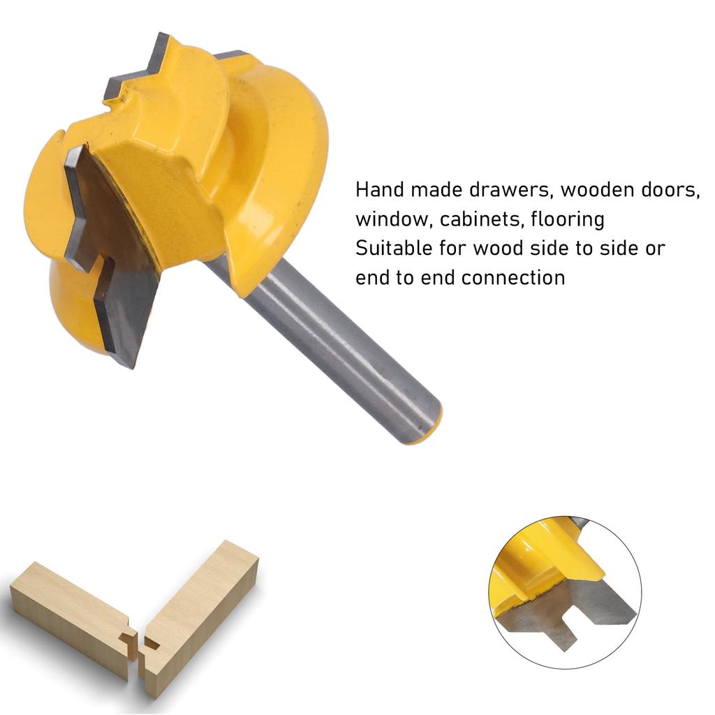 45 Degree Router Bit 45 Degree Lock Miter Bit for Woodworking YG6 Alloy and Carbon Steel with 6mm Shank and 38.1mm Cutting Hd
