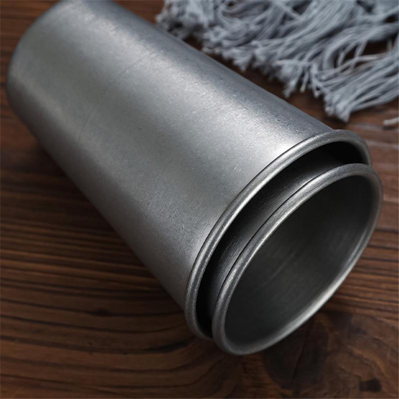 Retro kufel do piwa w stylu japońskim na herbatę, ze stali nierdzewnej, dwuwarstwowy, kubek do kawy, do biura, do domu, do wody, do mleka, tumbler do napojów, naczynie do picia