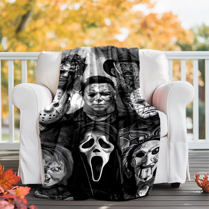 Halloween horror Theme Printed Blanket - Perfect for Couch, Bed, Travel & Outdoor Use | Machine Washable, Cozy & Durable.